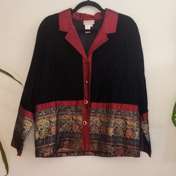 Charter Club Jackets & Blazers - Charter Club Velvet Blazer Hemmed Cuffed With Metallic Embroidered Tapestry